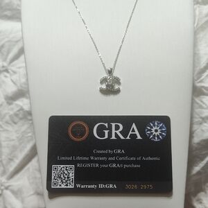 Chanel Moissanite CC 1 Carat Sterling Silver 925 Pendant 18 In Extender Necklace